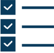 Tick boxes with lines beside them representing a checklist.